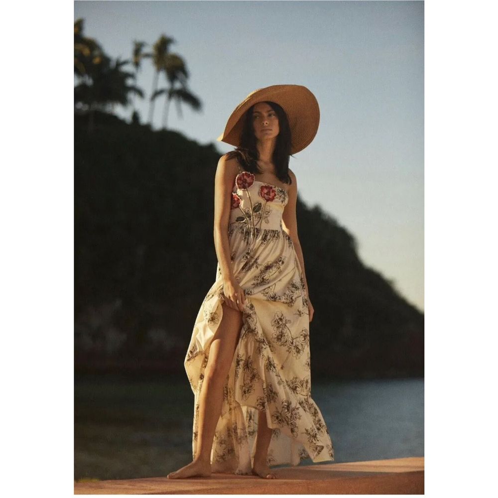 New Anthropologie x Especia Embroidered Maxi Dress Size Us Small